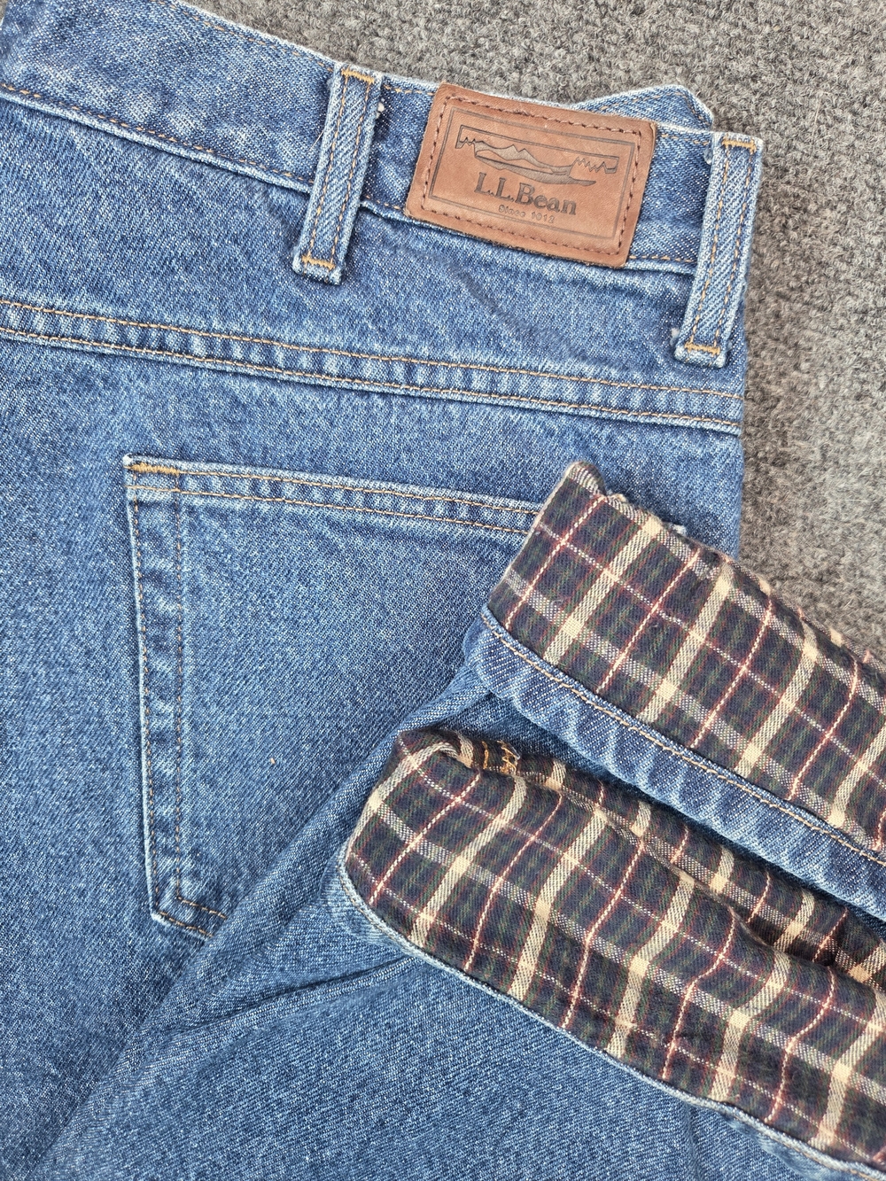 L.L. Bean Flannel Lined Jeans Mens 36x30 Blue Natural Fit